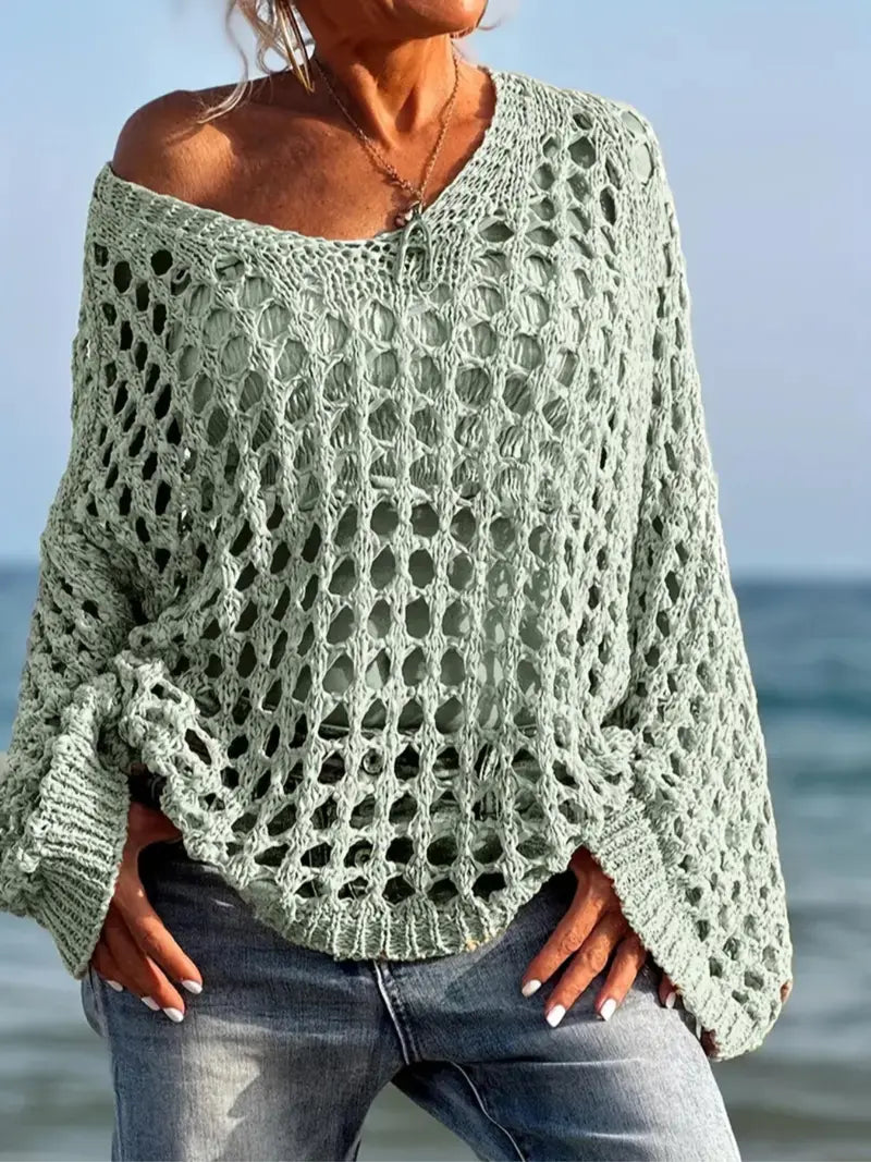 Everyday Loose Fit V-Neck Top Knit Fabric