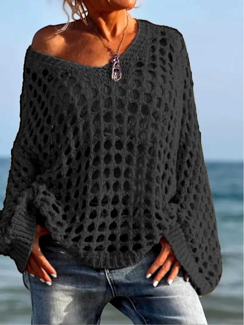 Everyday Loose Fit V-Neck Top Knit Fabric