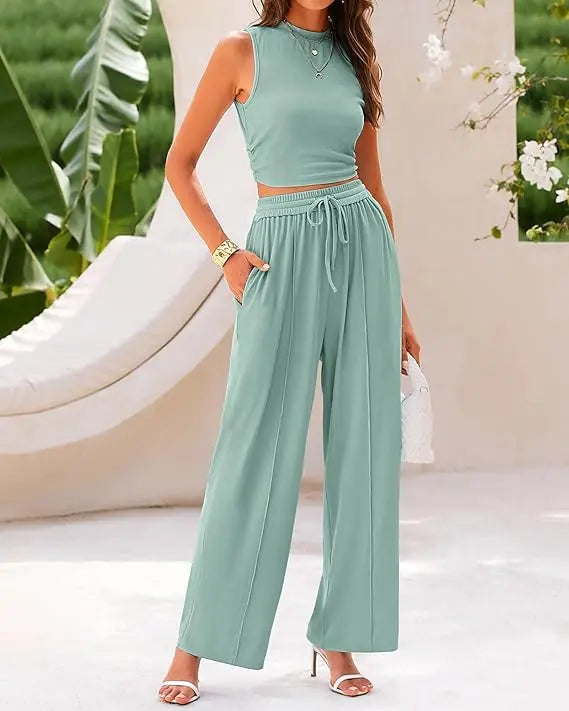 Ribbed Knit Sleeveless Lounge Set