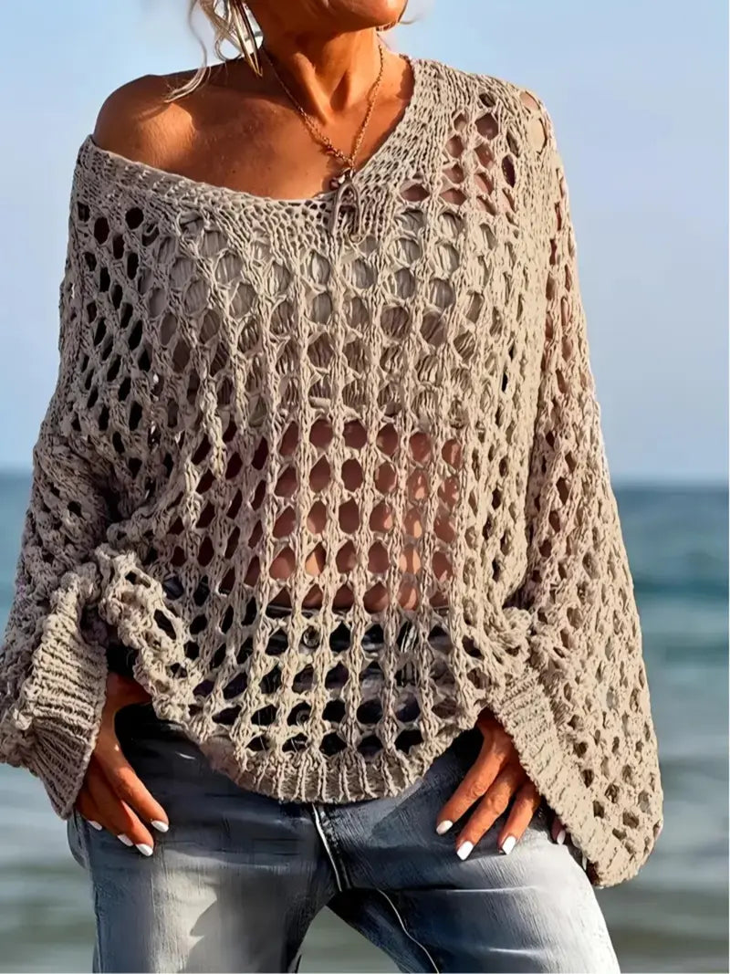 Everyday Loose Fit V-Neck Top Knit Fabric