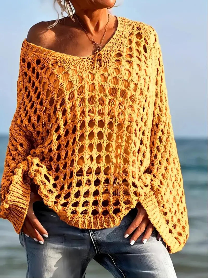 Everyday Loose Fit V-Neck Top Knit Fabric